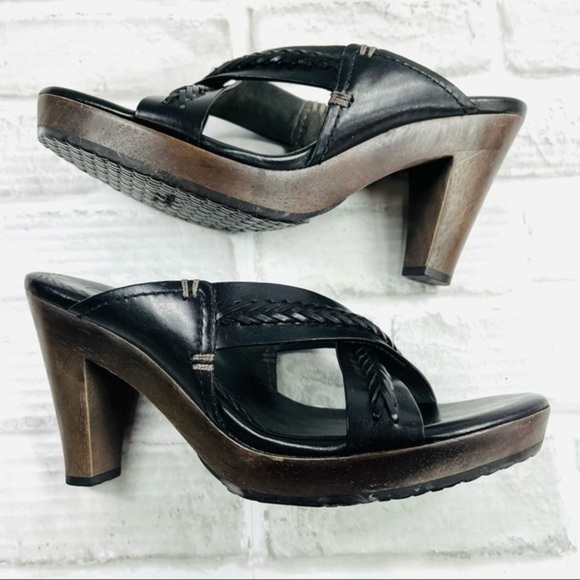 Cole Haan Skylar Women’s Size 7 Wooden Heel Black Leather Slide Sandal - Picture 7 of 9